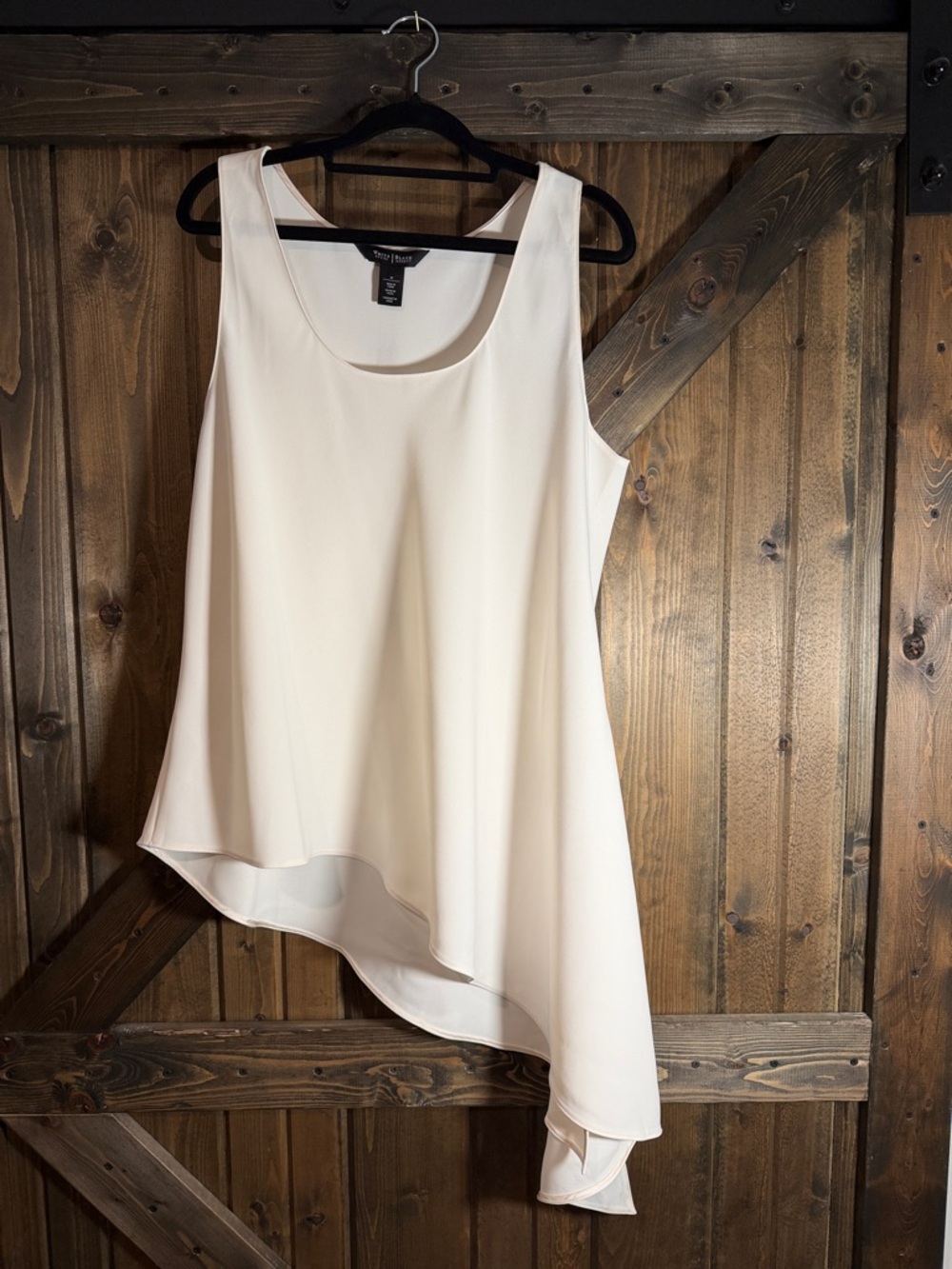 3 For $40 Worthington Cream Asymmetrical Sleeveless Blouse